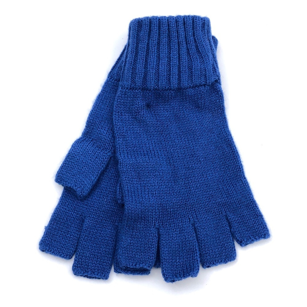 The Rail Blue Acrylic Knit Women’s Fingerless Ribbed Gloves New